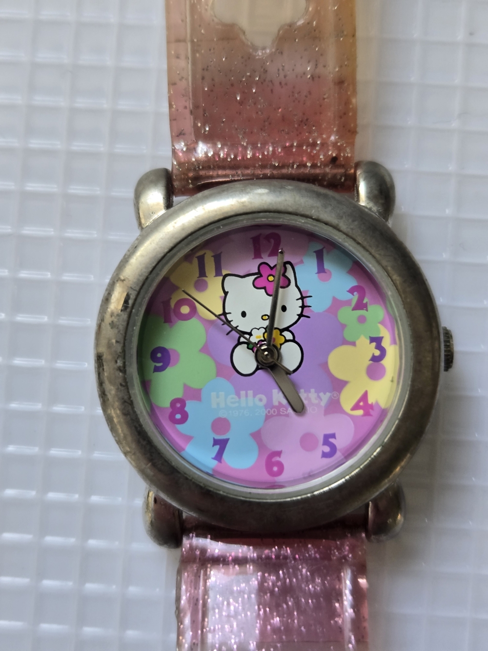 Hello Kitty Pink Glitter Kids Watch with Floral Dial